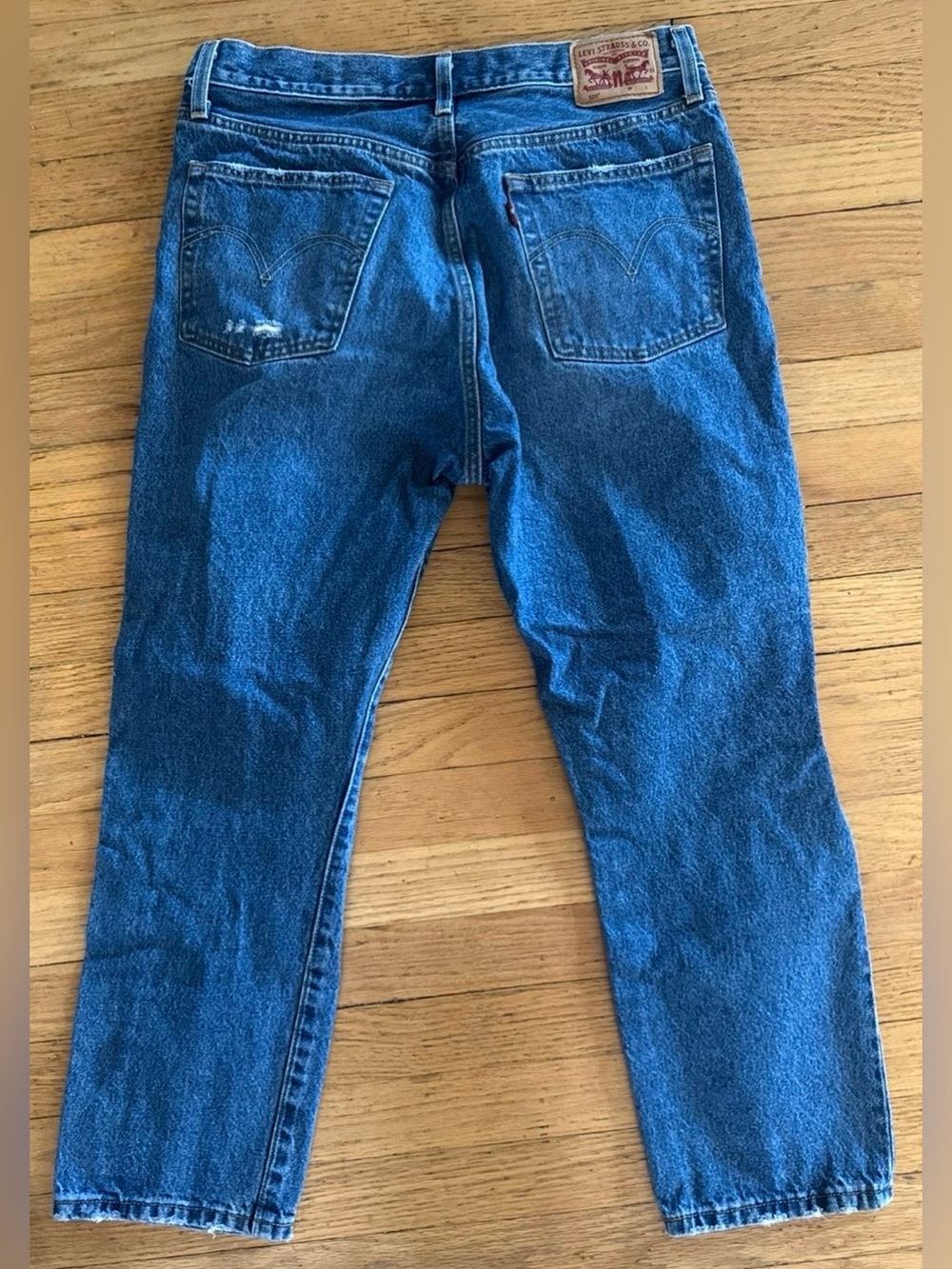 Levi's Medium Blue Distressed Straight-Leg Jeans size 30 - Picture 3 of 14